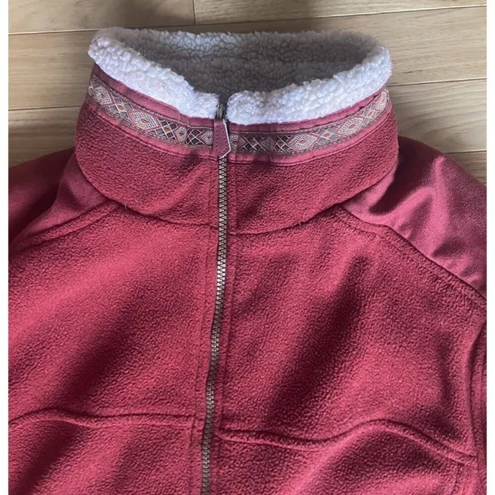 Cabela's Red Fleece Jacket sz M‎ Sherpa Lined Western Casual Cozy Country Chore